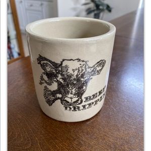 Vntg Beef Drippings Stoneware Crock/Jar 4”